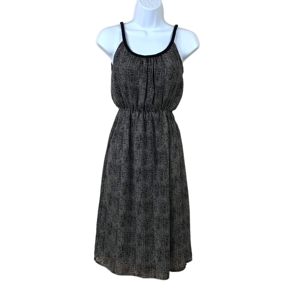 XS Romy Black White Checkered Sleeveless Dress Midi Extra Small 0 2 Braided